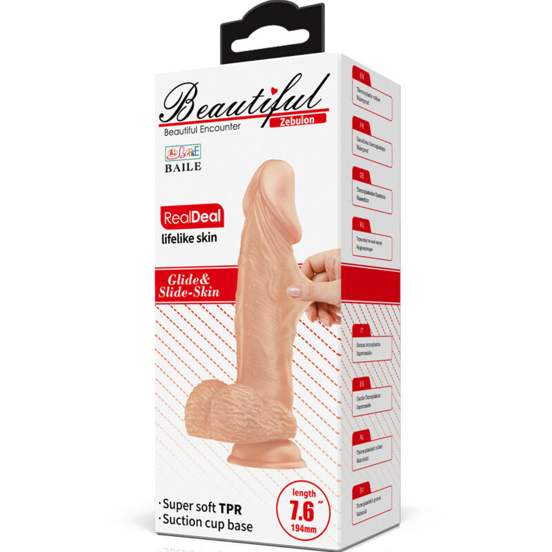 BAILE - ENCONTRO LINDO ZEBULON DILDO FLEXÍVEL REALISTA 19,4 CM NATURAL