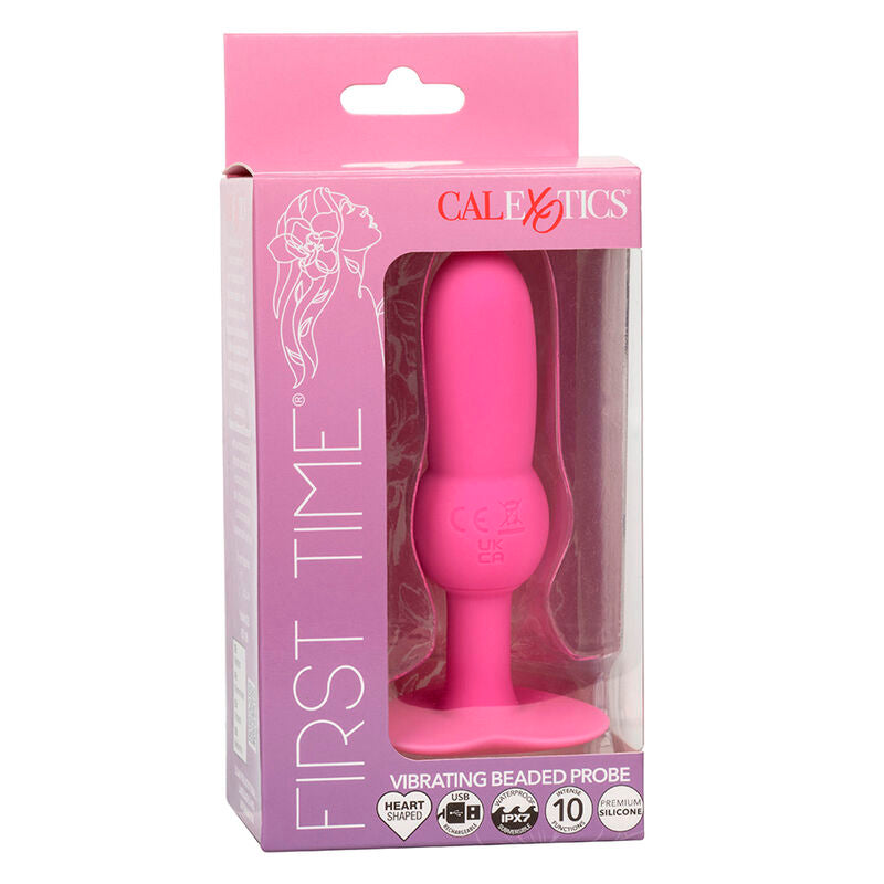 CALEXOTICS - FIRST TIME PLUG ANAL SONDA DE CONTAS 10 VIBRAÇÕES ROSA