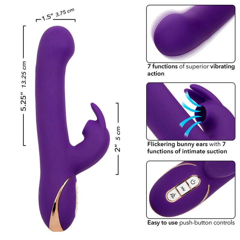 CALEXOTICS - VIBRADOR E ESTIMULADOR JACK RABBIT 7 NÍVEIS DE VIBRAÇÃO E ONDAS ESTIMULANTES AZUL