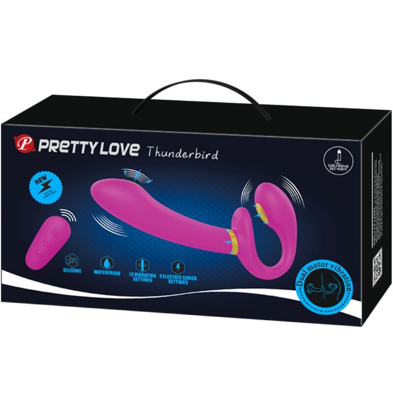 PRETTY LOVE - THUNDERBIRD VIBRADOR DUPLO STRAP-ON CONTROLE REMOTO ROXO