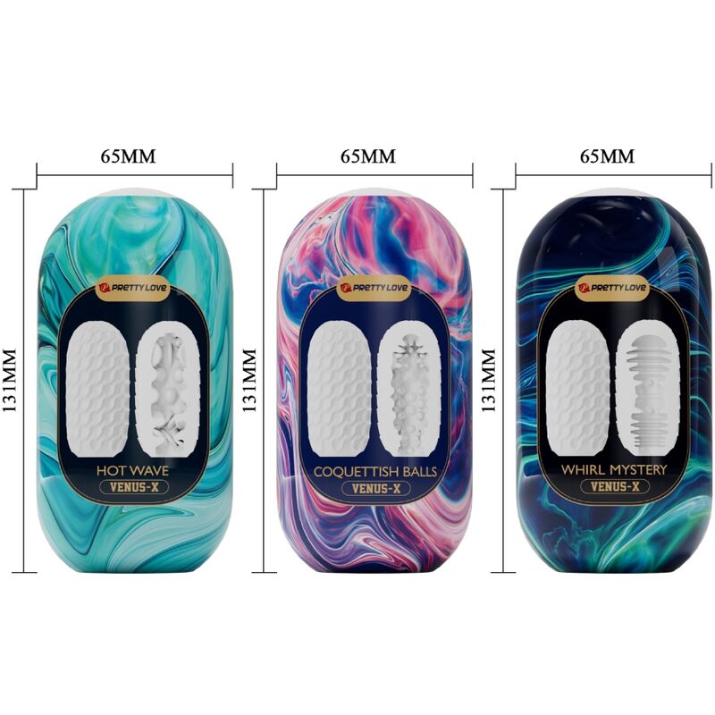 PRETTY LOVE - VENUS X 15 MASTURBADORES MASCULINOS DE SILICONE BRANCO