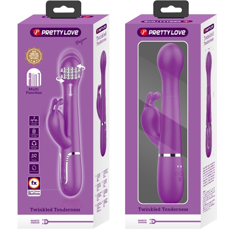PRETTY LOVE - DEJON 3 EM 1 MULTIFUNCIONAL RABBIT VIBRADOR ROXO