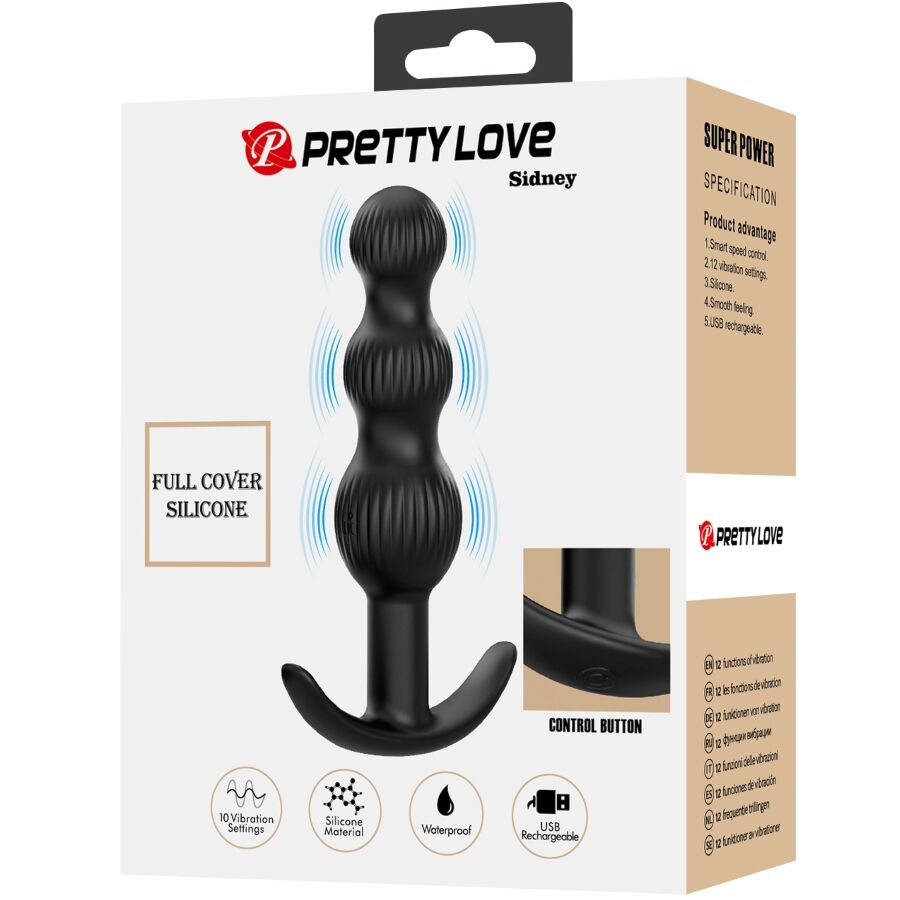 PRETTY LOVE - VIBRADOR ANAL SIDNEY 10 VIBRAÇÕES PRETO