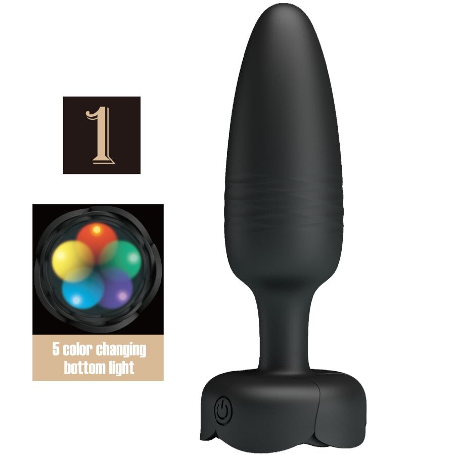 PRETTY LOVE - TARION ANAL PLUG COM LUZ LED PRETO 12,5 CM