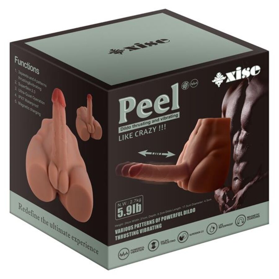 XISE - PEEL DILDO ASS DILDO REALISTA MASTURBADOR POSIÇÃO FRONTAL COM EMPURRAÇÃO 17,5 CM