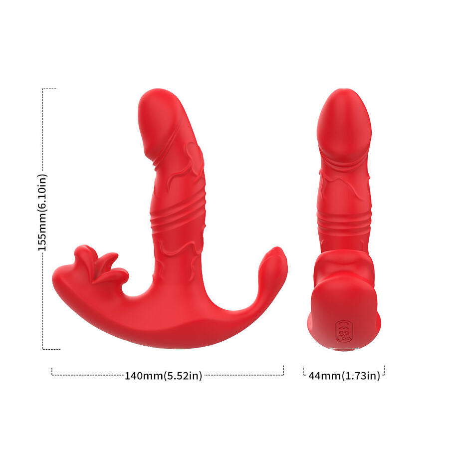ARMONY - VIBRADOR ANAL CALCINHA C E ESTIMULADOR DO PONTO G CONTROLE REMOTO VERMELHO