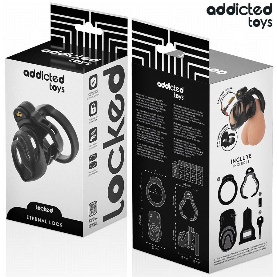 ADDICTED TOYS LOCKED - GAIOLA PARA PÊNIS COM TRAVA ETERNA 9 CM