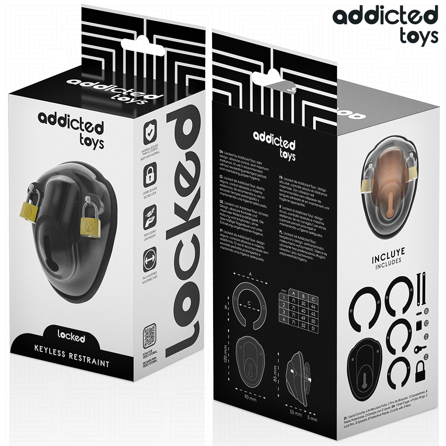 ADDICTED TOYS LOCKED - GAIOLA DE CONTENÇÃO SEM CHAVE PARA PÊNIS 11,5 CM