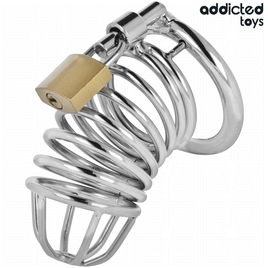 ADDICTED TOYS LOCKED - GAIOLA DE PÊNIS DE METAL COM CÉLULA DE FERRO 5 CM TAMANHO L