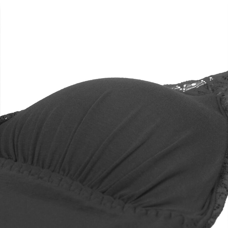 SUBBLIME - TEDDY PRETO FLORAL DETALHE DE RENDA S/M