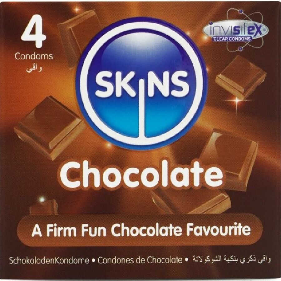 SKINS - PACOTE COM 4 PRESERVATIVOS CHOCOLATE PREMIUM