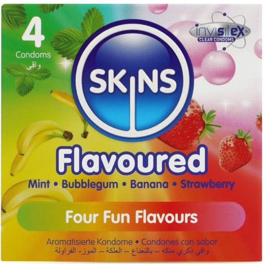 SKINS - PRESERVATIVOS PREMIUM MULTI SABORES PACOTE 4