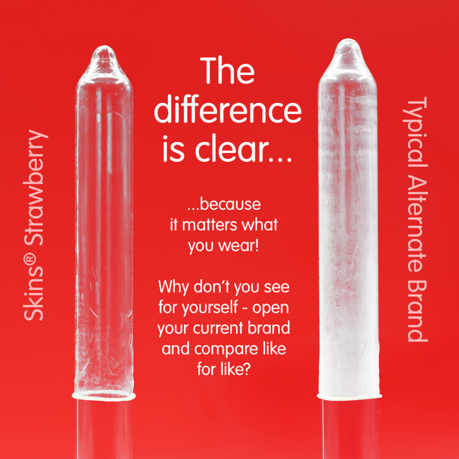 SKINS - PACOTE COM 4 PRESERVATIVOS PREMIUM DE MORANGO