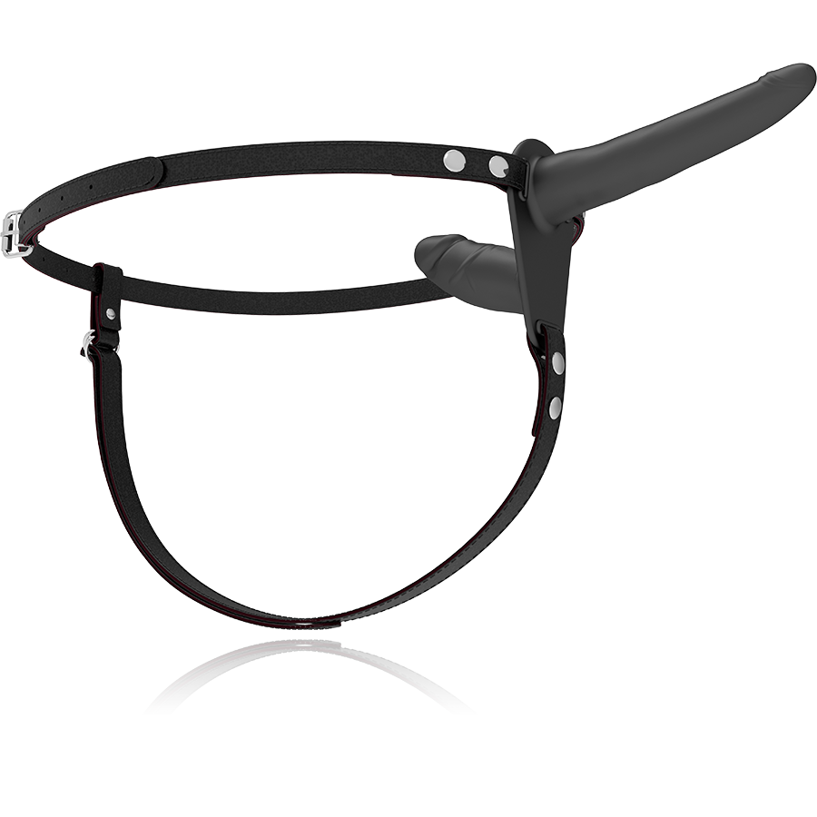 FETISH SUBMISSIVE HARNESS - VIBRADOR PRETO DE DUPLA PENETRAO