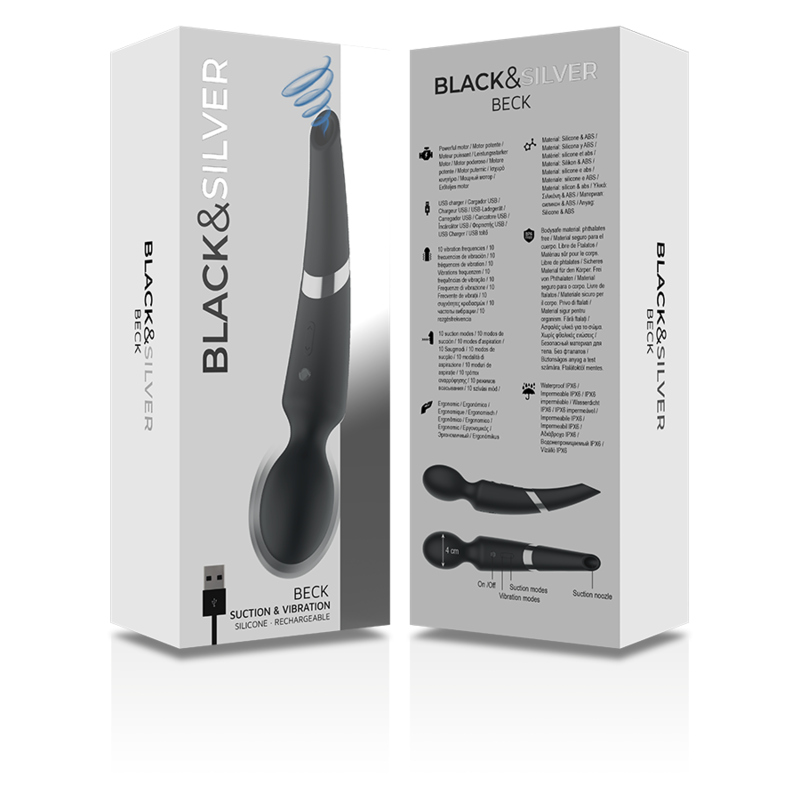 BLACK&SILVER - BECK WAND E VENTOSA 2 EM 1 SILICONE
