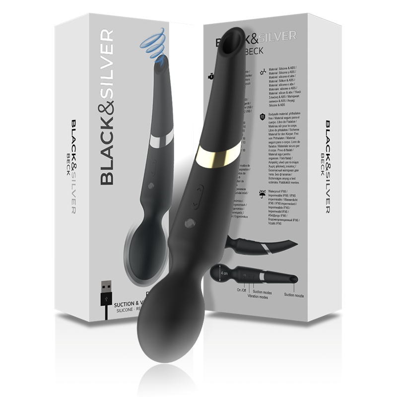 BLACK&SILVER - BECK WAND E VENTOSA 2 EM 1 SILICONE