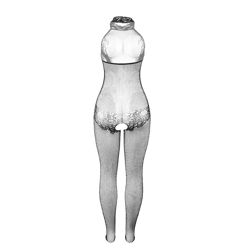 SUBBLIME - 951801 BODYSTOCKING SEM FUNDO DE REDE E RENDA COM GOLA ALTA PRETO TAMANHO ÚNICO