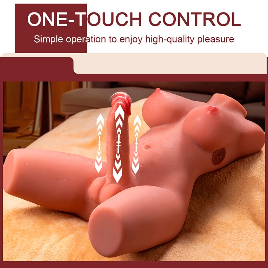 XISE - MIAH LADY BOY TORSO FEMININO COM DILDO COM VIBRAÇÃO E EMPURRAÇÃO 55 CM