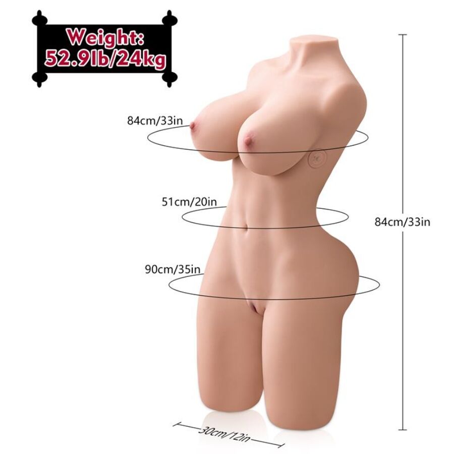 XISE - ERICA, TORSO REALISTA COM VIBRAÇÃO FEMININA, 84 CM