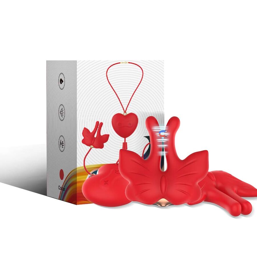 ARMONY - GRAMPOS MAGNÉTICOS PARA MAMILOS COM VIBRAÇÃO FORMATO BORBOLETA VERMELHO