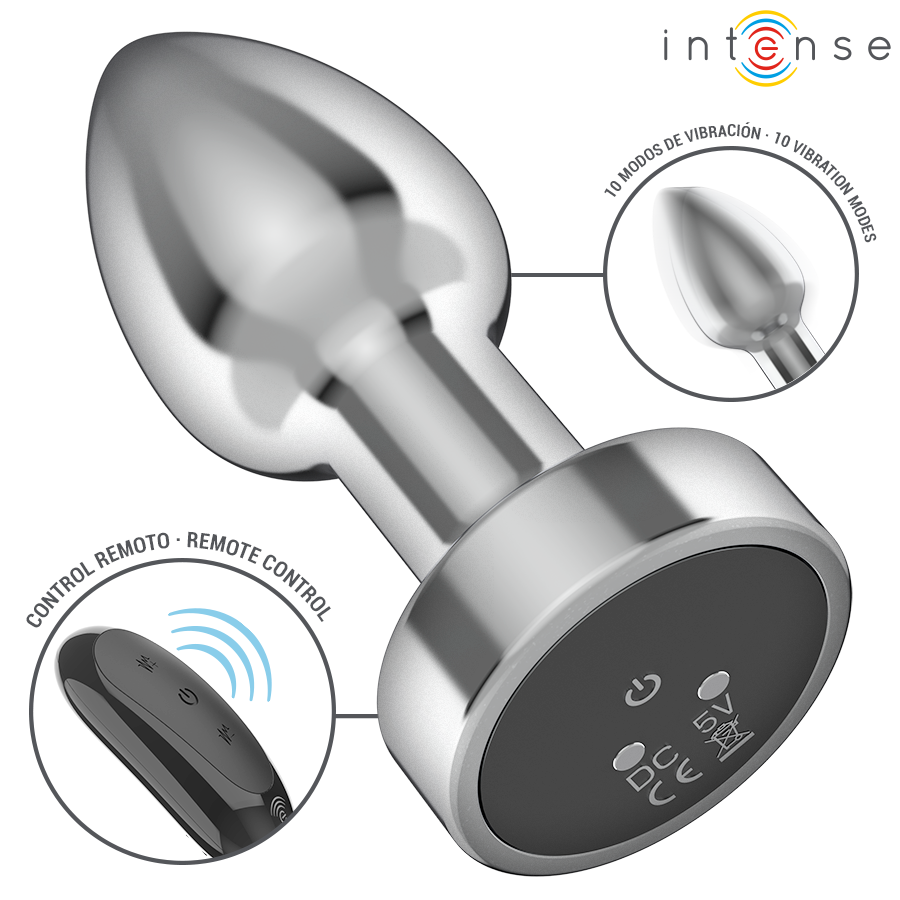 INTENSE - PLUG ANAL 10 VIBRAÇÕES METAL COM CONTROLE REMOTO S