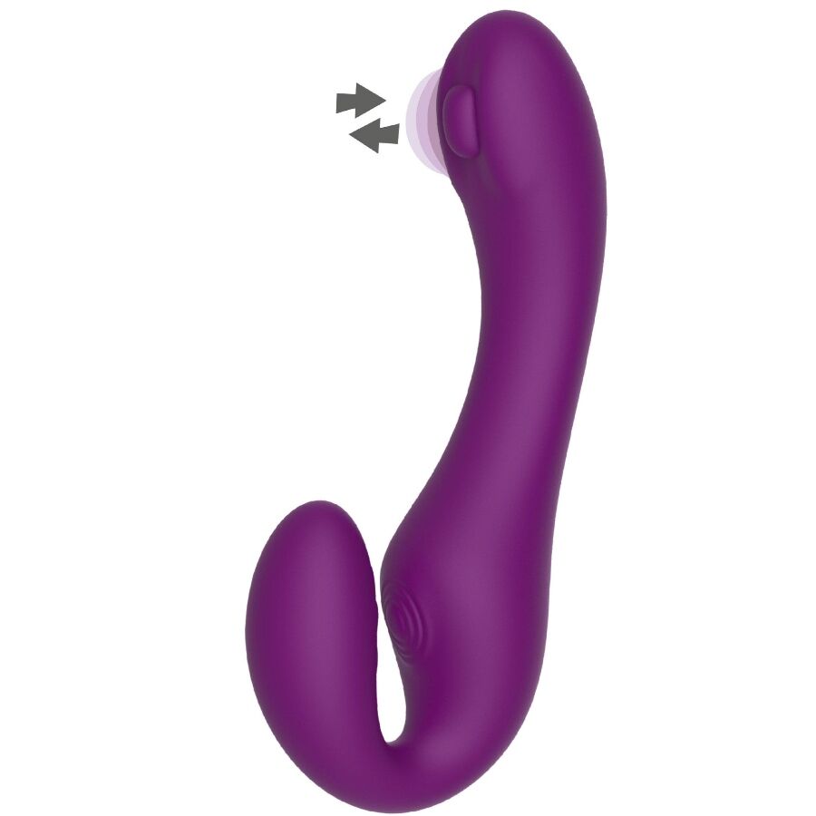 XOCOON - VIBRADOR STRAP-ON 2 EM 1 SEM ALÇAS COM CONTROLE REMOTO ROXO