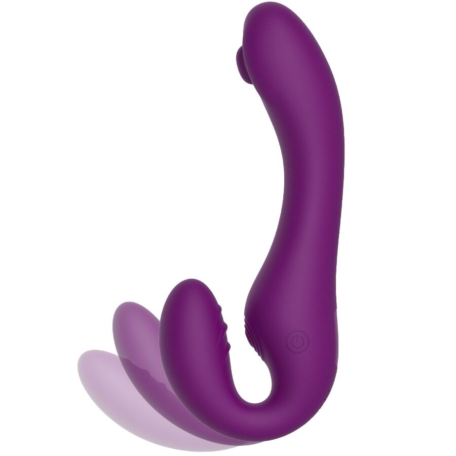 XOCOON - VIBRADOR STRAP-ON 2 EM 1 SEM ALÇAS COM CONTROLE REMOTO ROXO