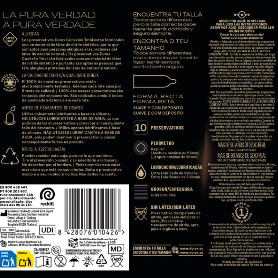 DUREX - TOTAL CONNECTION XL ULTRA FINE PLUS SEM LÁTEX 10 UNIDADES