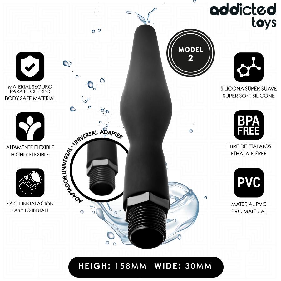 ADDICTED TOYS - LIMPADOR ANAL COM ADAPTADOR UNIVERSAL MODELO 2