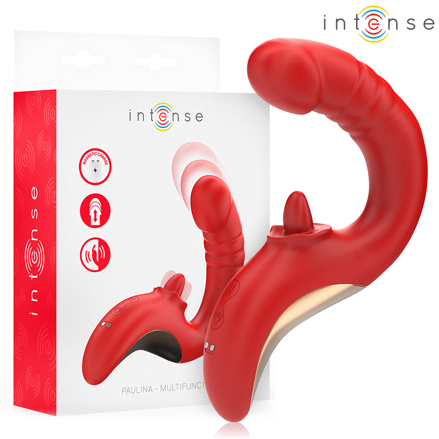 INTENSE - VIBRADOR E ESTIMULADOR PAULINA EM FORMATO U VERMELHO