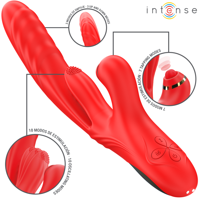 INTENSE - ROSALIA VIBRADOR MULTIFUNCIONAL 3 EM 1 VERMELHO