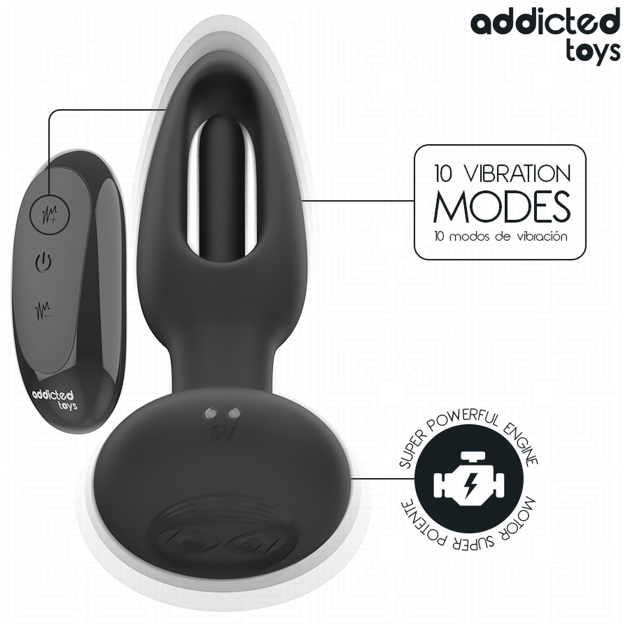 ADDICTED TOYS - PLUG ANAL COM LÍNGUA VIBRATÓRIA E CONTROLE REMOTO