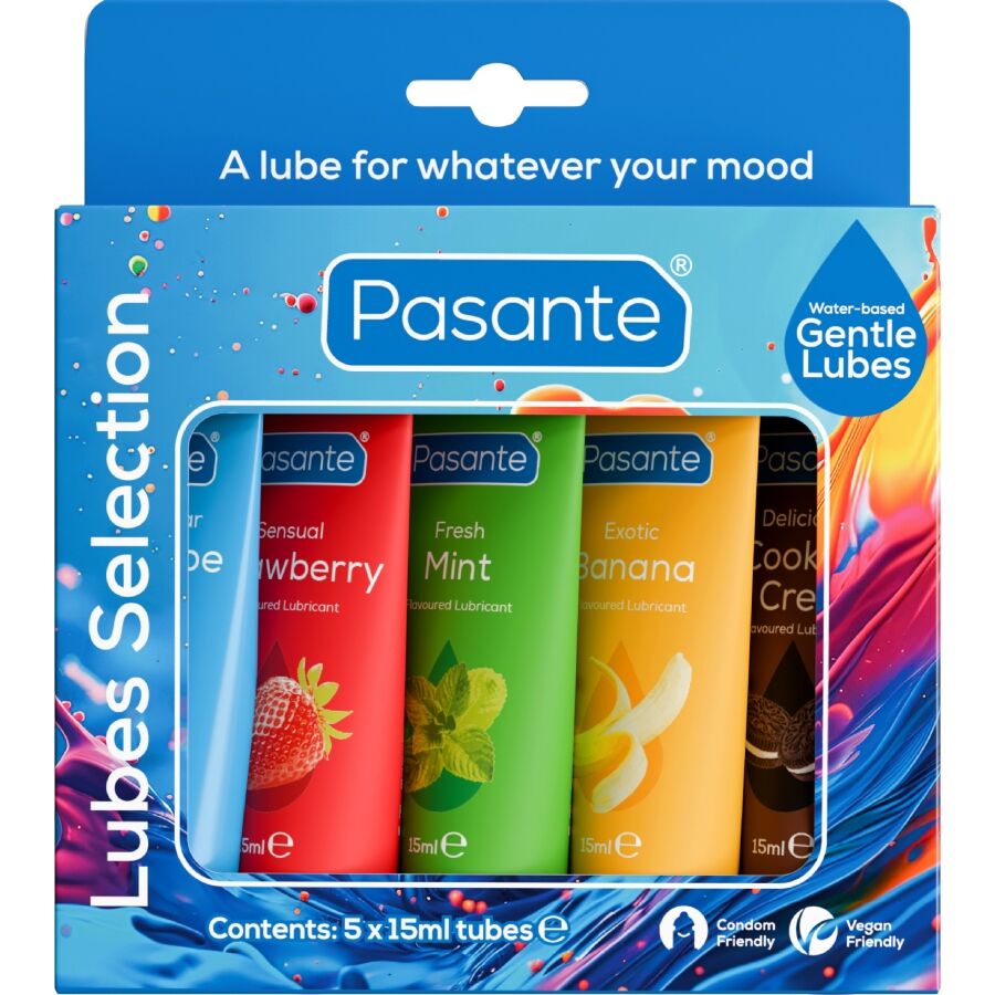 PASANTE - PACK LUBRIFICANTES SABORES SORTIDOS 5 UNIDADES X 15 ML