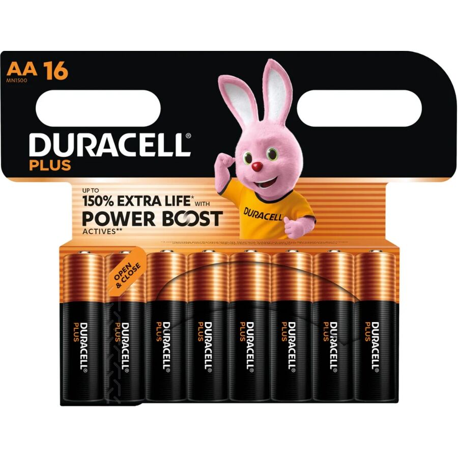 DURACELL - PLUS POWER BOOST PILHAS ALCALINAS AA LR6 BLISTER x 16