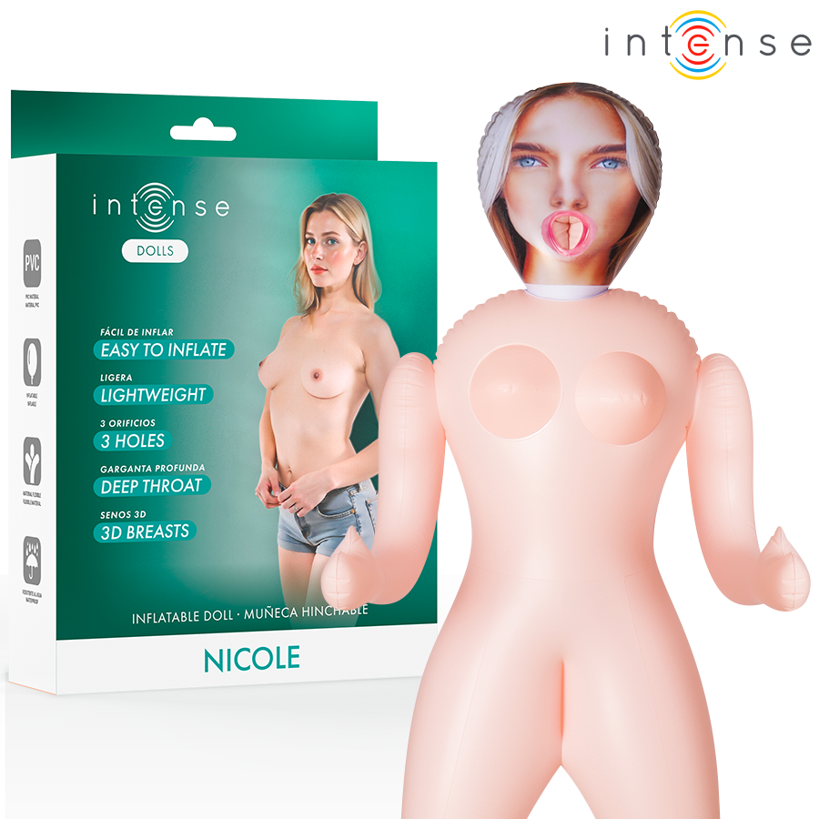 INTENSE DOLLS - NICOLE BONECA INFLÁVEL COM TRÊS ORIFÍCIOS