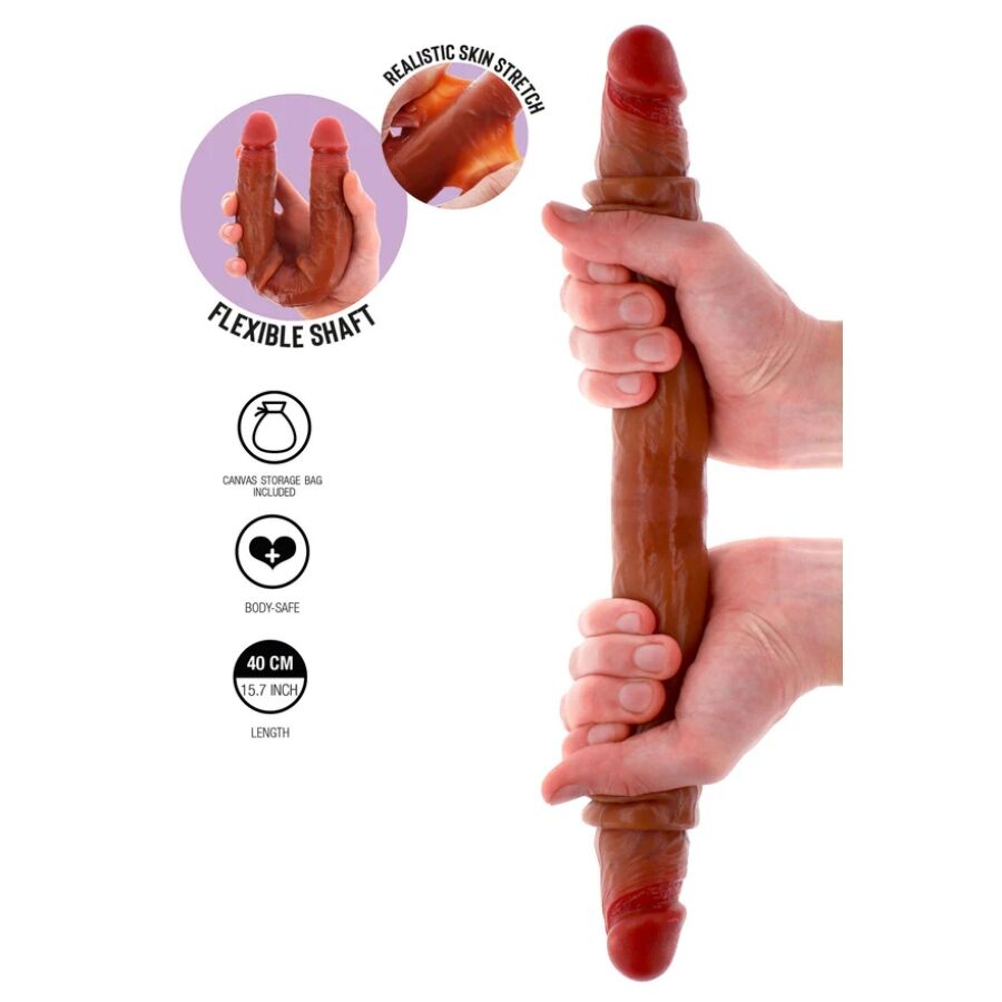 GET REAL - DILDO DE SILICONE DE DUAS PONTAS CARAMELO 40 CM