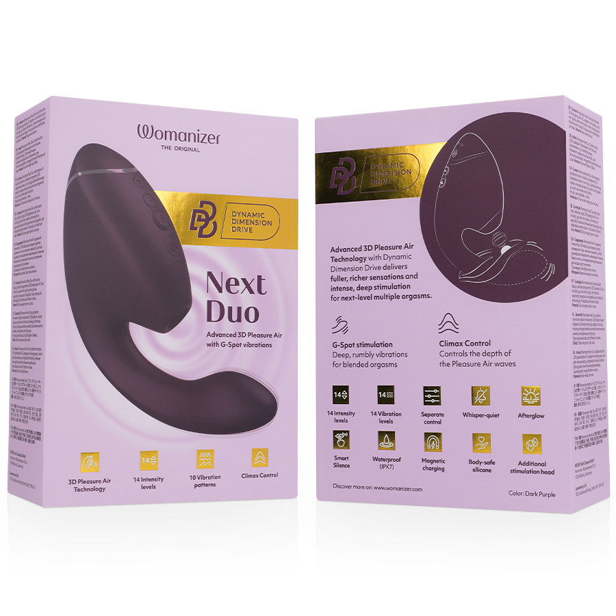 WOMANIZER - DUO NEXT Estimulador Duplo de Clitóris e Ponto G Roxo Escuro